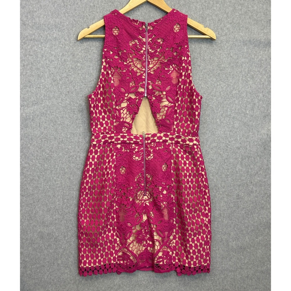 Endless Rose Mini Tank Dress Magenta Pink Floral Lace Cutout Back Sz Medium NWT - Picture 5 of 13